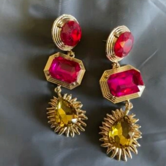 Glorious Gem Stone Drop Pierced Earrings! - Picture 5 of 8